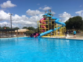 Municipal pool with water slide.